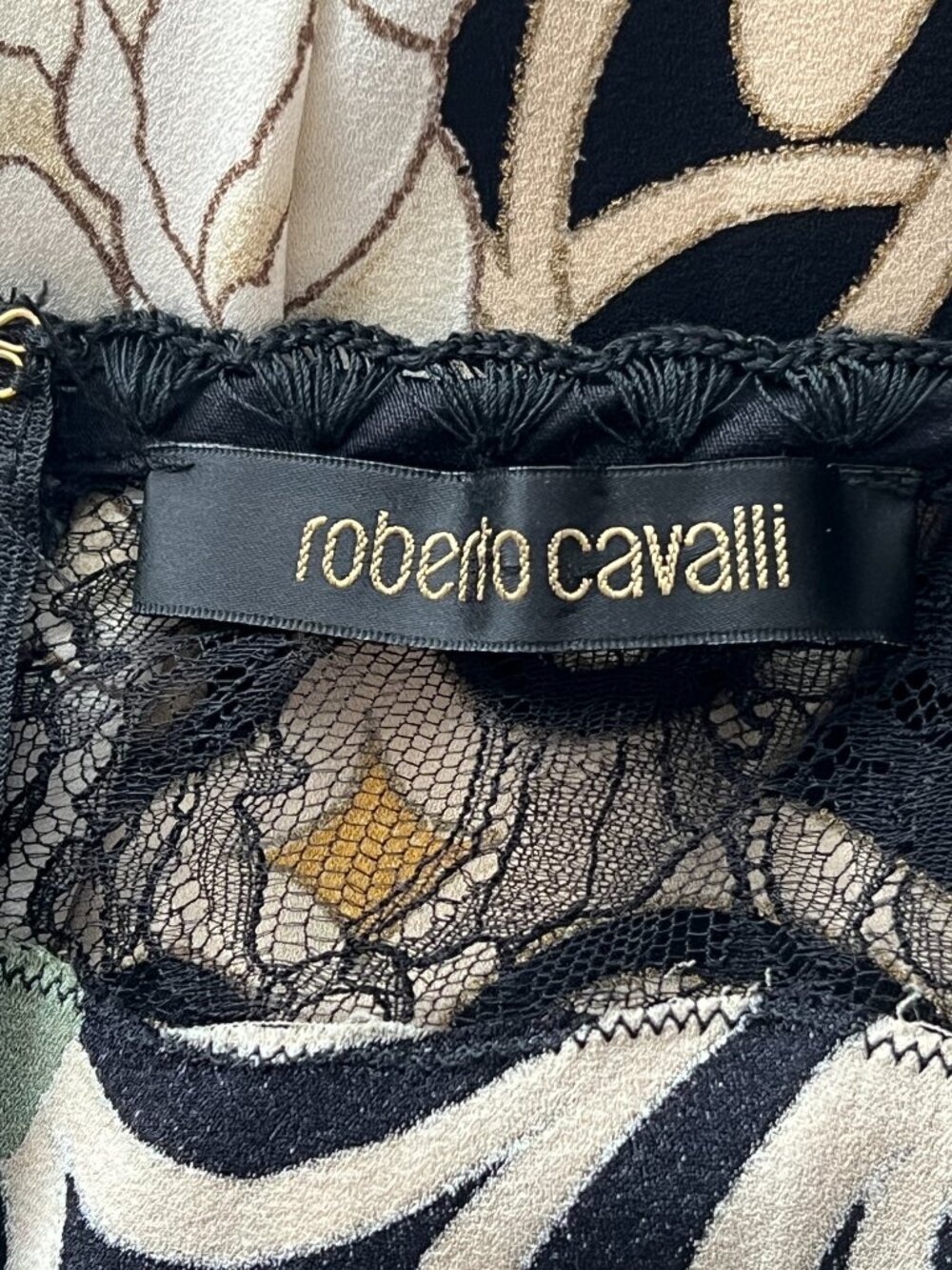 Roberto Cavalli Y2K Silk Rose Print Lace Slip Dress Art Nouveau IT 38 US 2 - Picture 3 of 15
